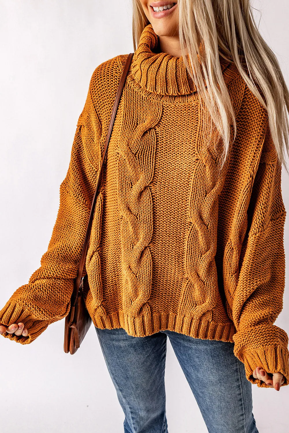 Cuddle Weather Cable Knit Handmade Turtleneck Sweater