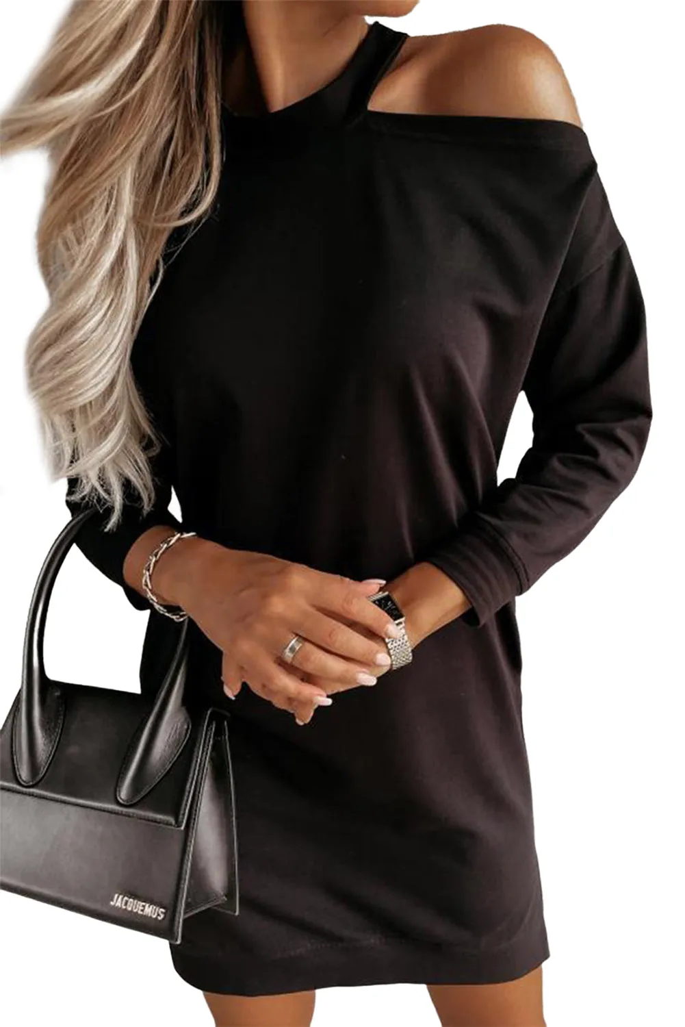 Cutout Shoulder Long Sleeve Dress