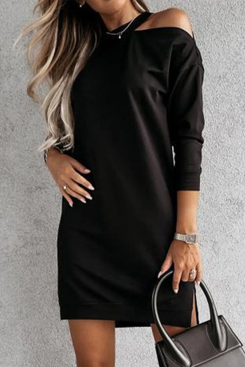 Cutout Shoulder Long Sleeve Dress