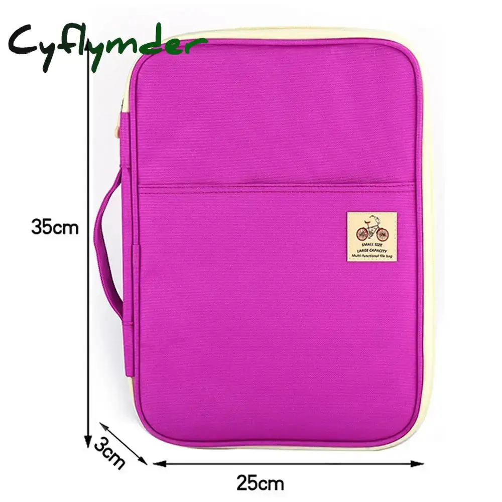 Cyflymder Waterproof Oxfored A4 File Folder Document Bag Business Briefcase Storage Bag for Notebooks Pens Pad Computers Student Gift