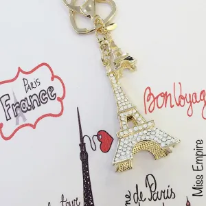 Eiffel Tower Bag Charm in White Opal