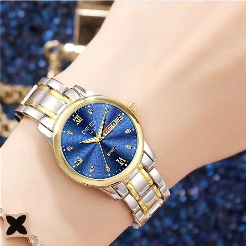 Elegant Color Block Single Folding Buckle Quartz Women's Watches