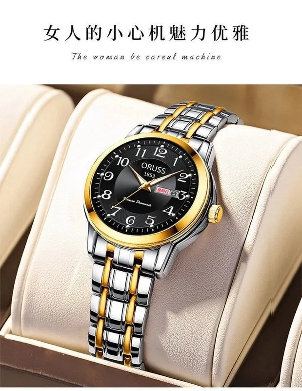 Elegant Color Block Single Folding Buckle Quartz Women's Watches