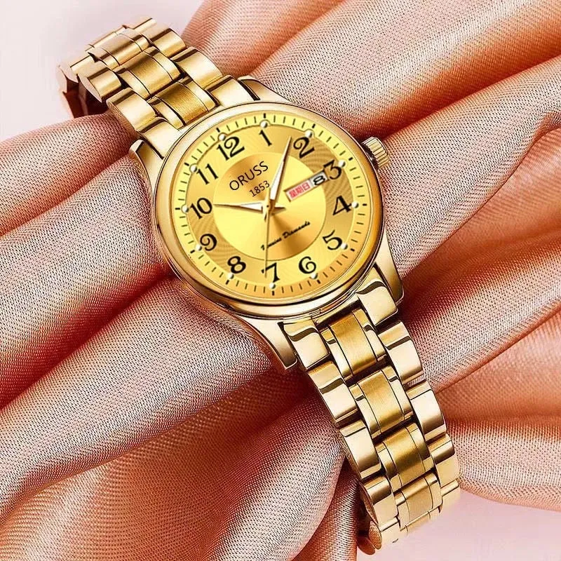 Elegant Color Block Single Folding Buckle Quartz Women's Watches