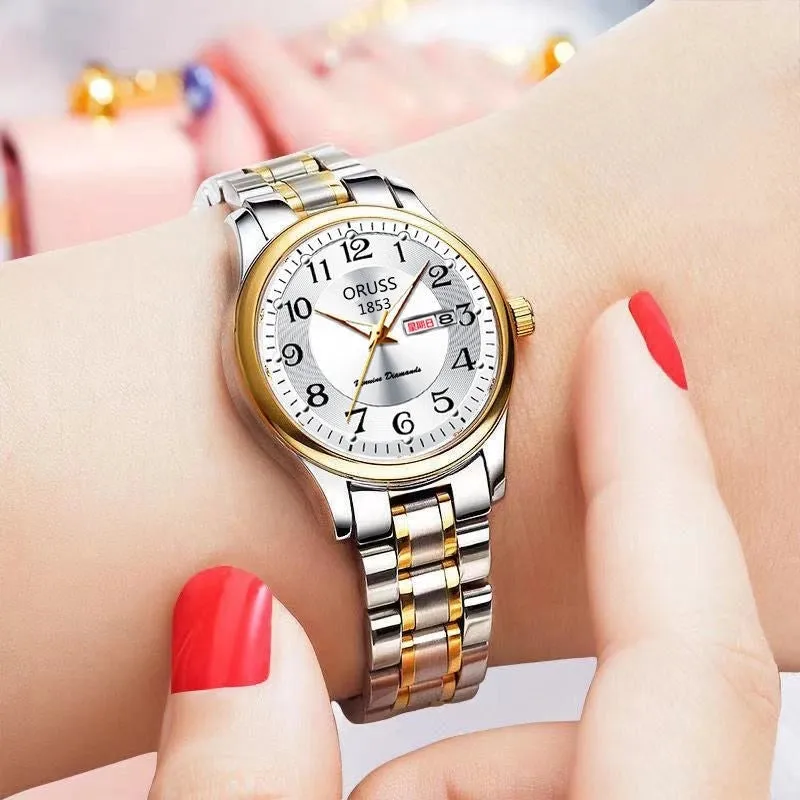 Elegant Color Block Single Folding Buckle Quartz Women's Watches