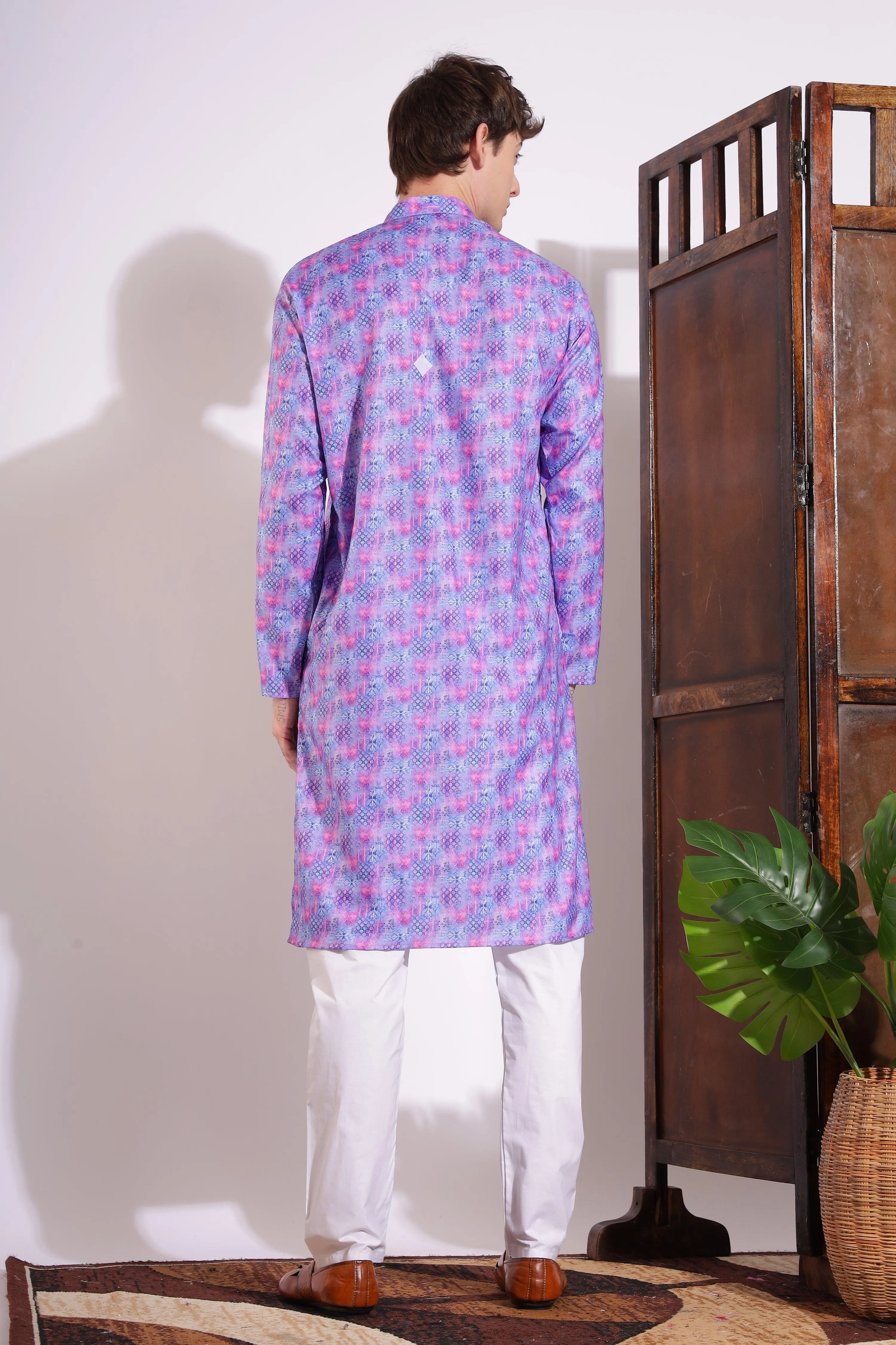 Elegant Print Cotton Kurta Purple Color