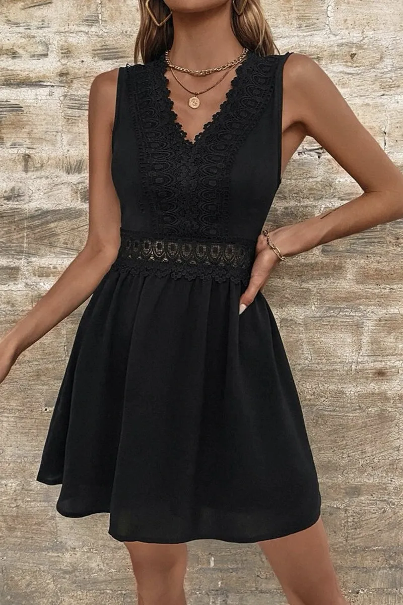 Elegant Solid Lace V Neck A Line Dresses