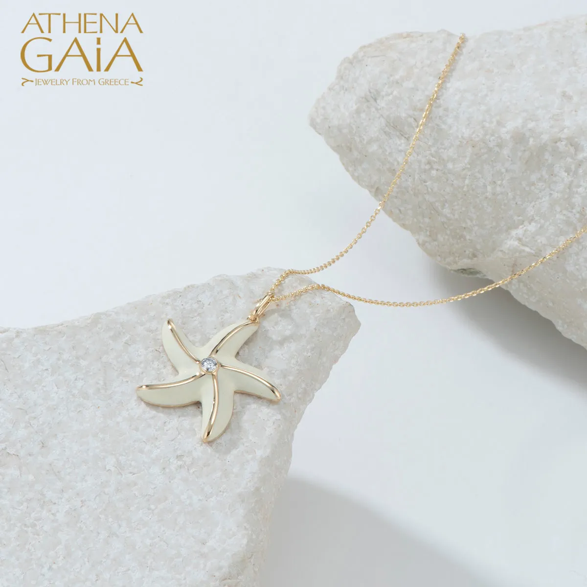 Elegant Starfish Enamel Pendant with Necklace