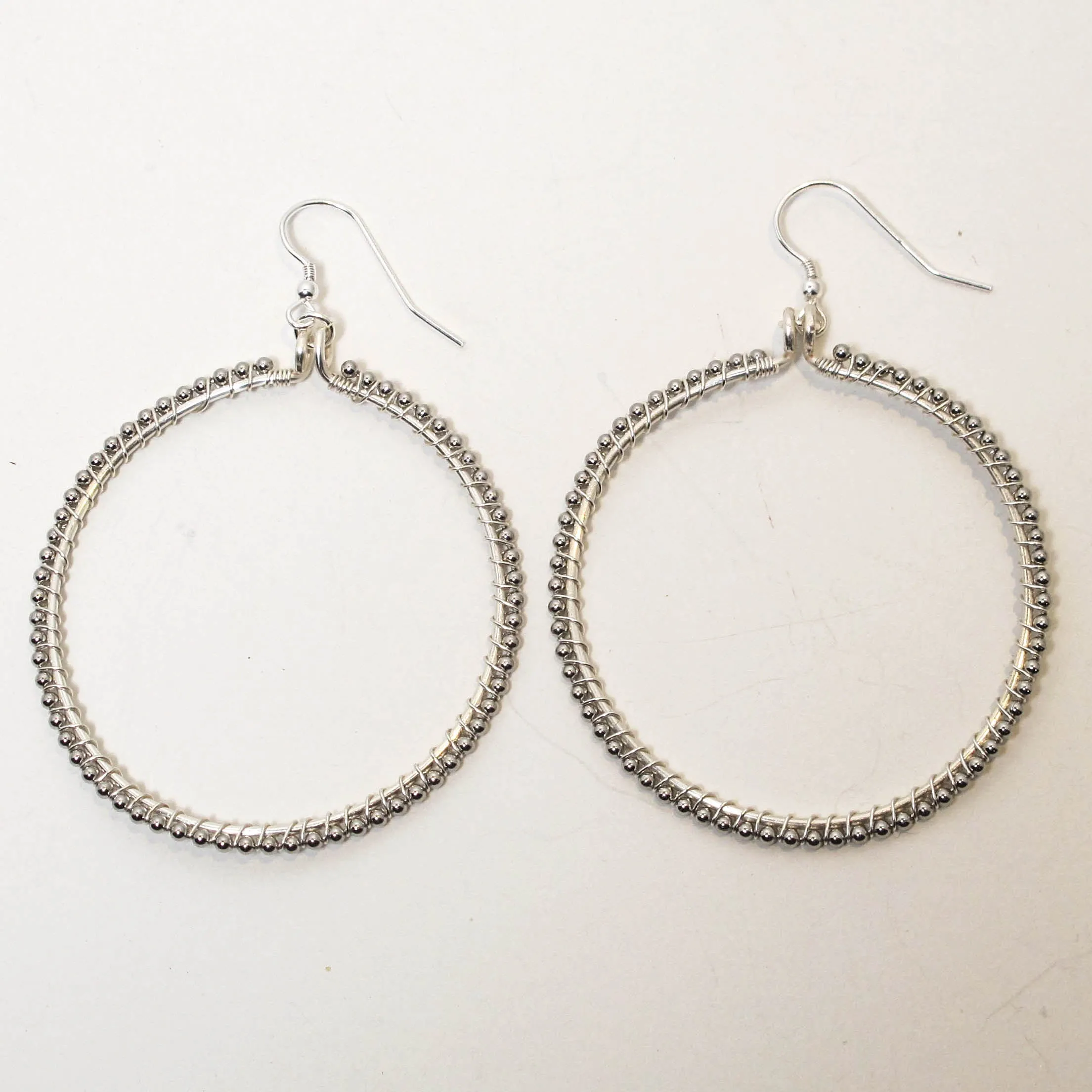 Full Hoop Earrings Wrapped with Ball Chain (click for metal colors & sizes) #107