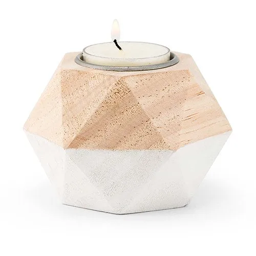 GEOMETRIC WOODEN TEALIGHT HOLDER (4/pkg)