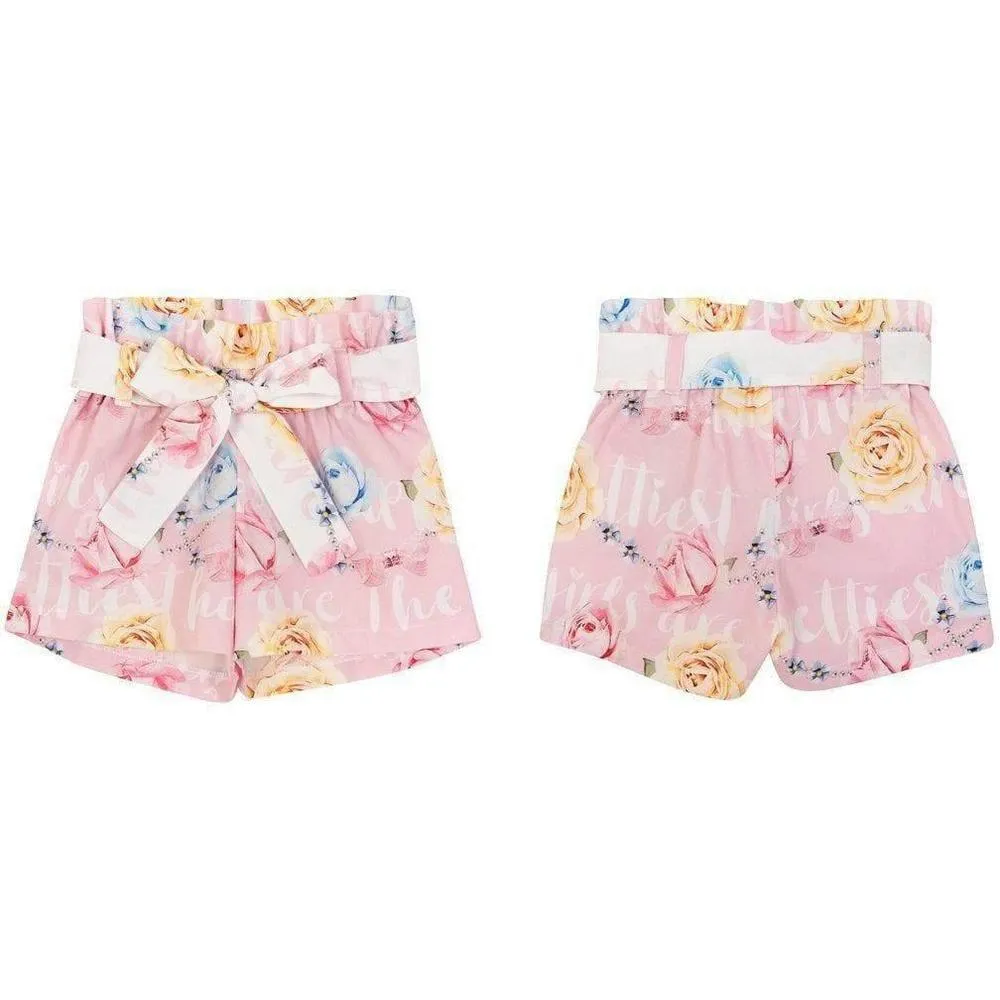 Girls Pink Flower Shorts