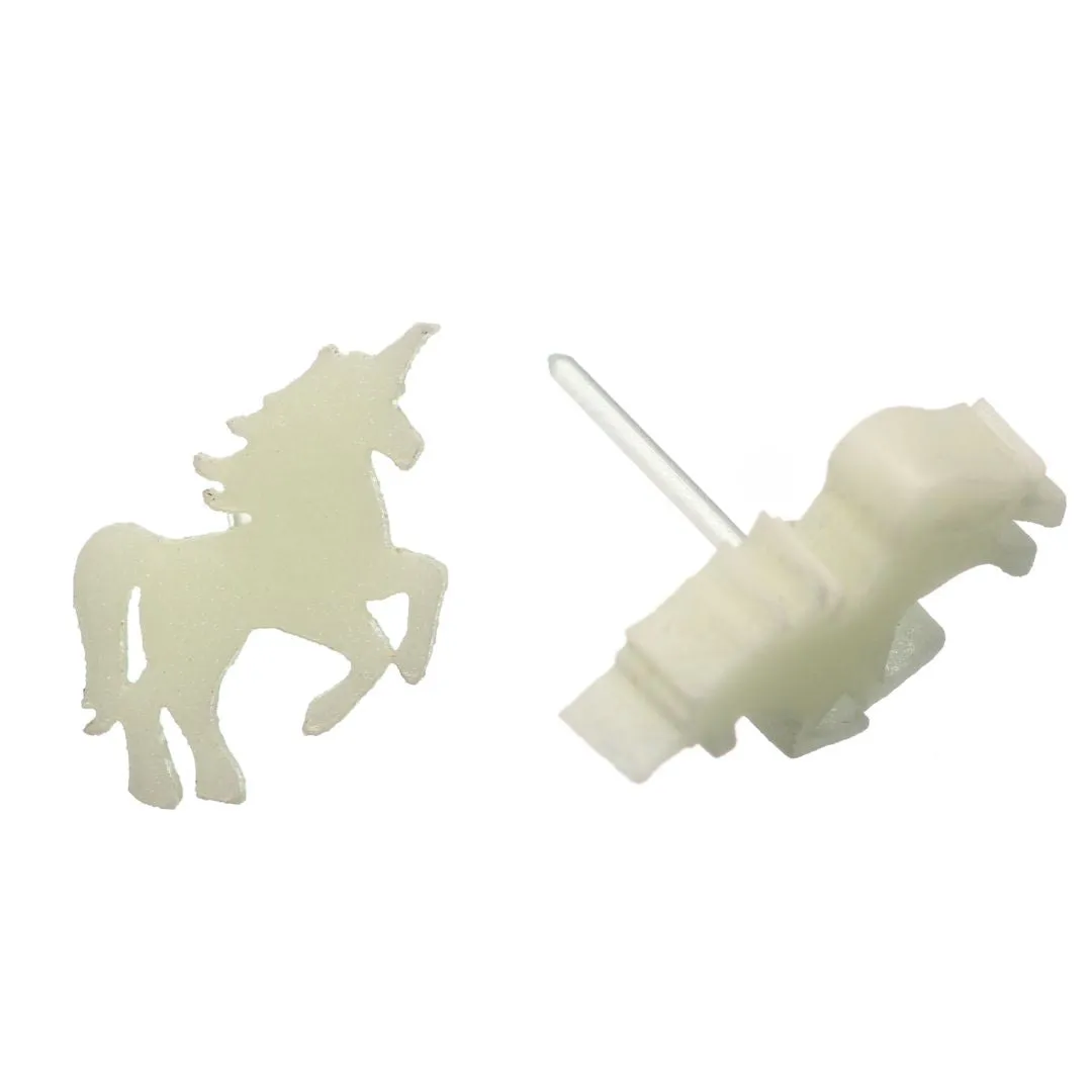 Glossy Majestic Unicorn Studs Hypoallergenic Earrings for Sensitive Ears Made with Plastic Posts