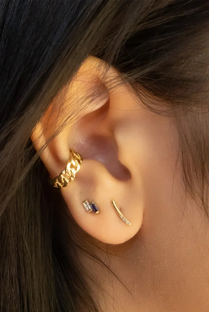 Gold Balance Curved Bar Earring