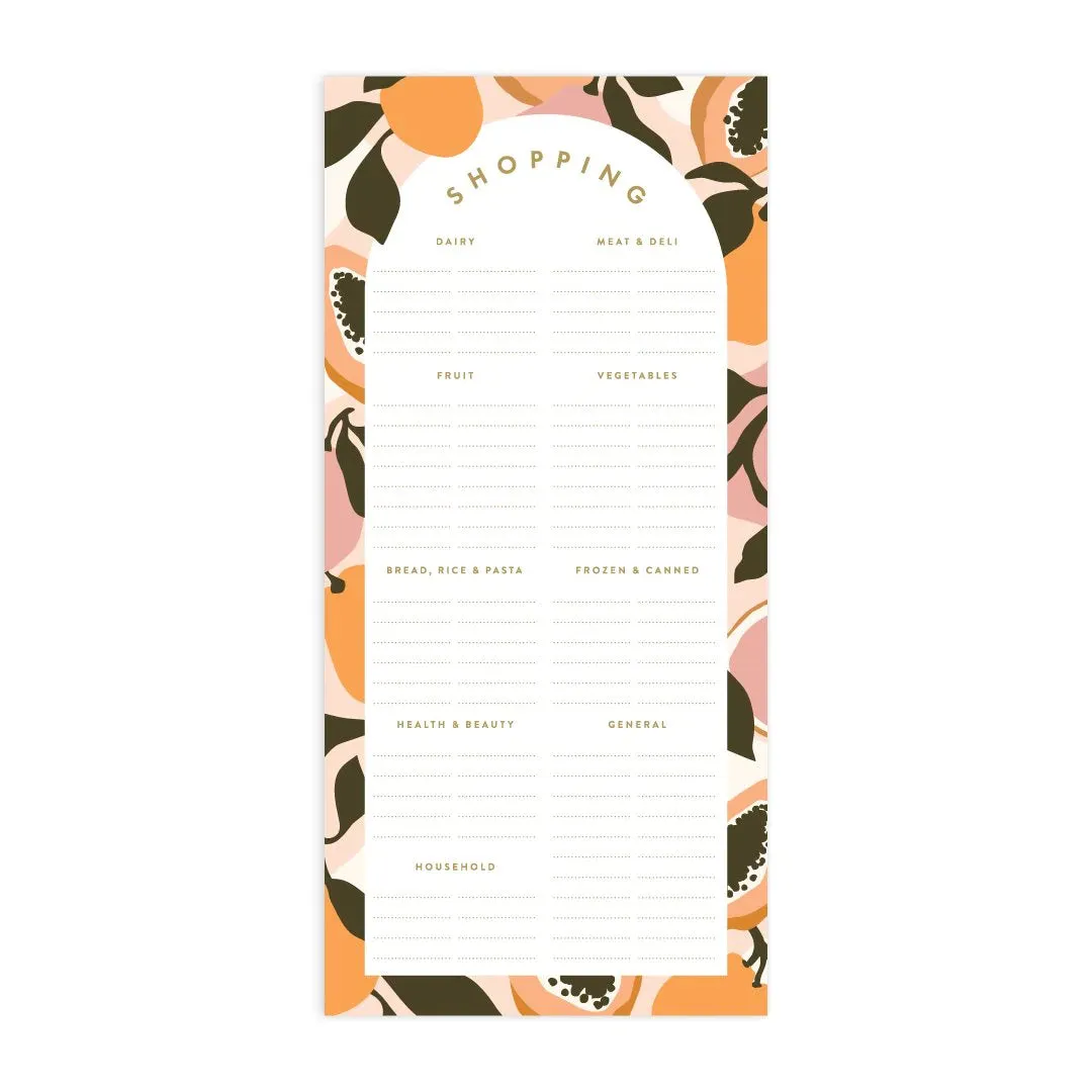 Golden Fruits Shopping List Magnet Notepad