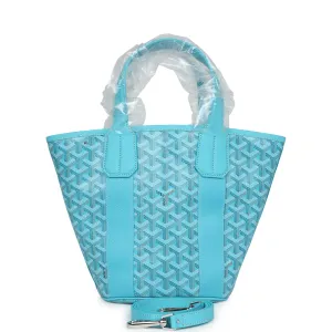 Goyard Goyardine Belharra PM Turquoise Tote Palladium Hardware