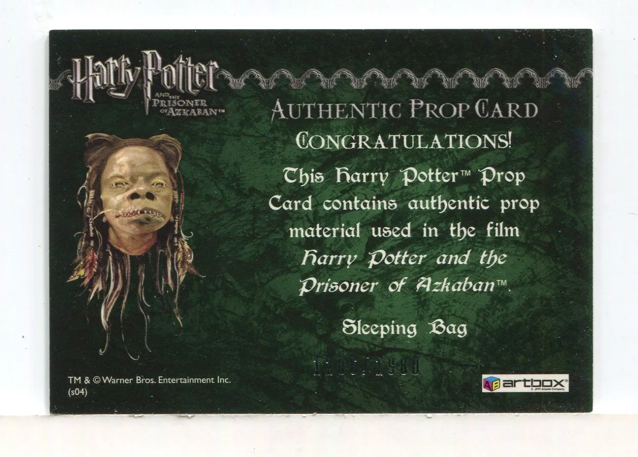 Harry Potter Prisoner Azkaban Update Sleeping Bag Prop Card HP #1206/1980