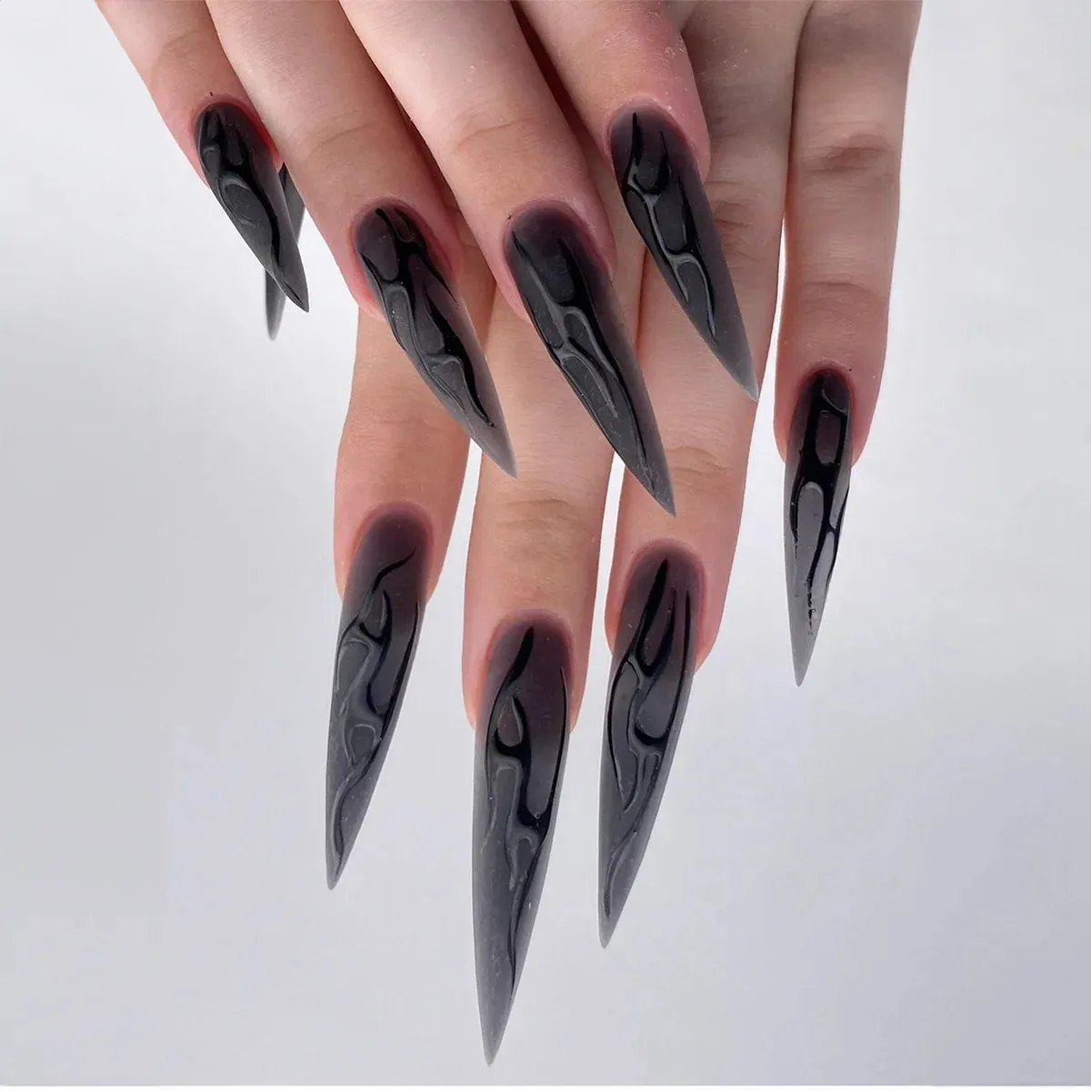 Hauntingly Chic Stiletto Nails