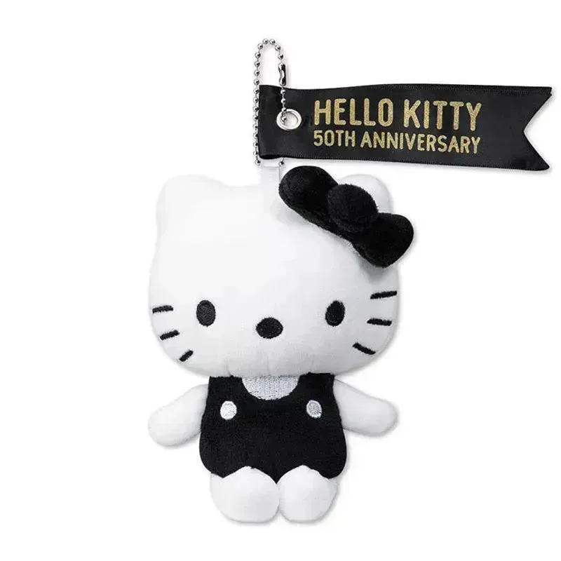 Hello Kitty 50th Anniversary B&W Plush Keychain