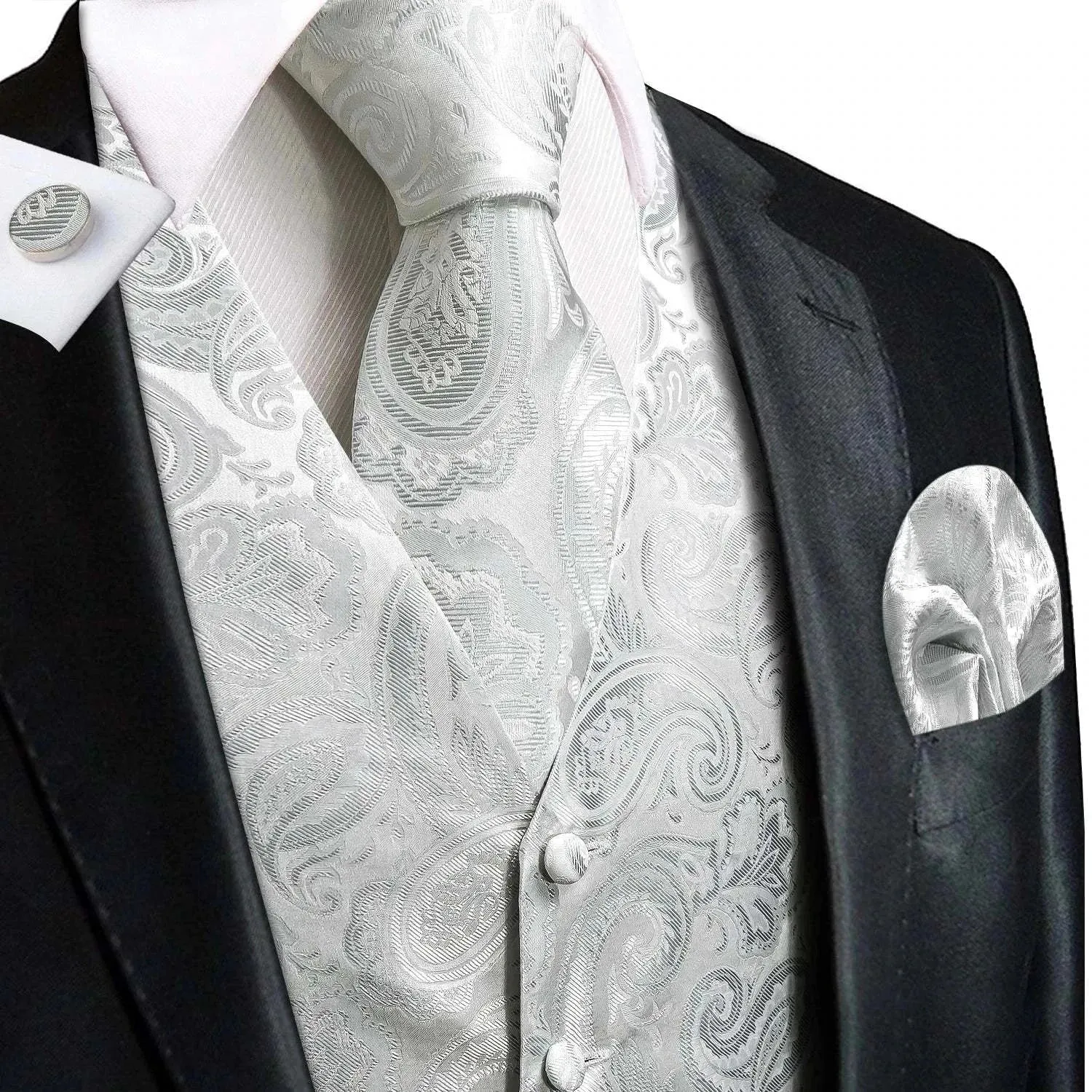 Hi-Tie Luxury Silk Mens Waistcoat Tie Set - Elegant Suit Vest