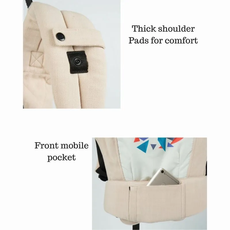 Hug Me Elite Baby Carrier Front & Back Carrier Position, Soft Linen Fabric, Wide Strap With Cap & Mobile Pocket