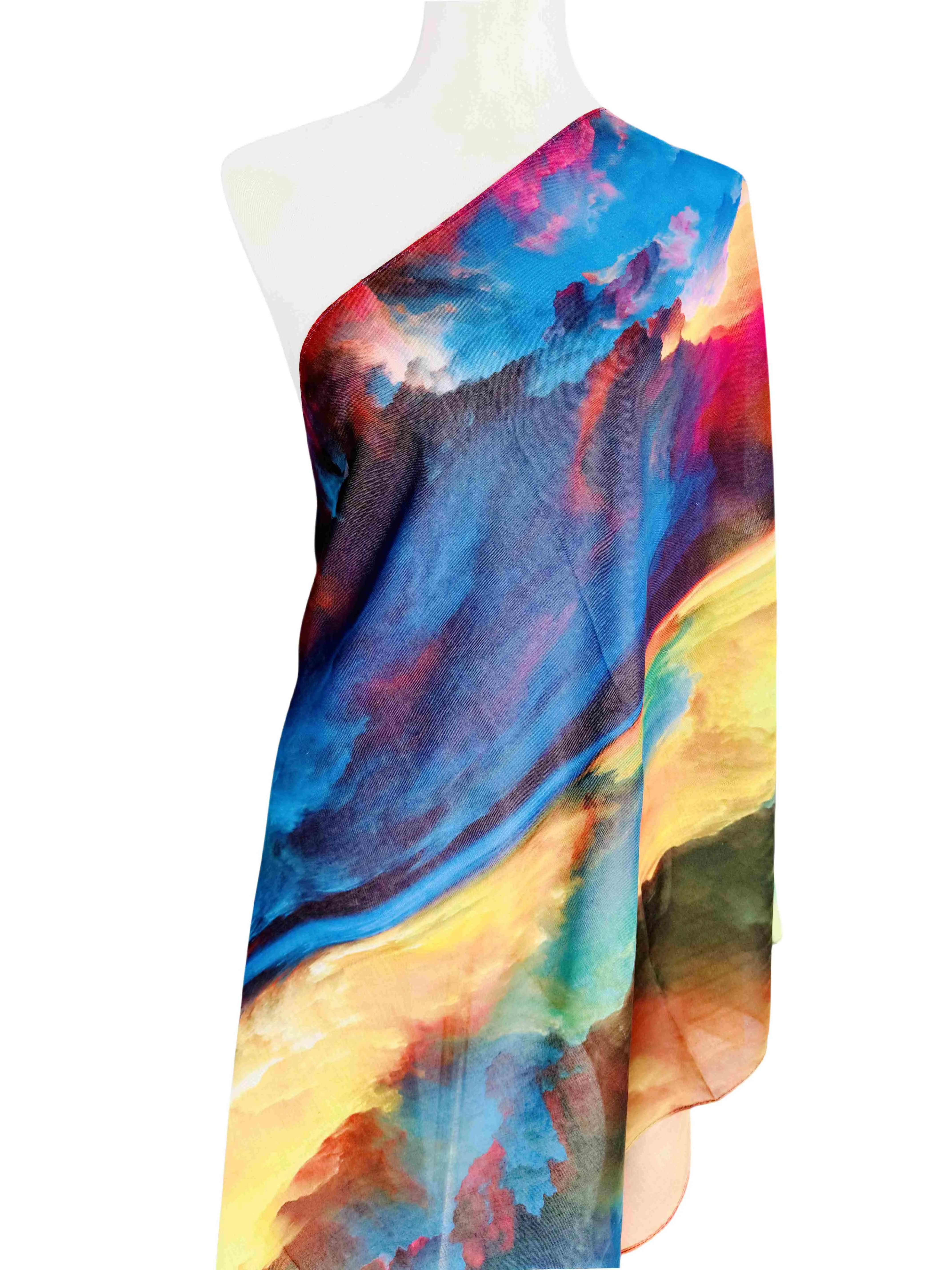 JC022854 Fuchsia-Orange Multicolor Sea of Clouds Scarf