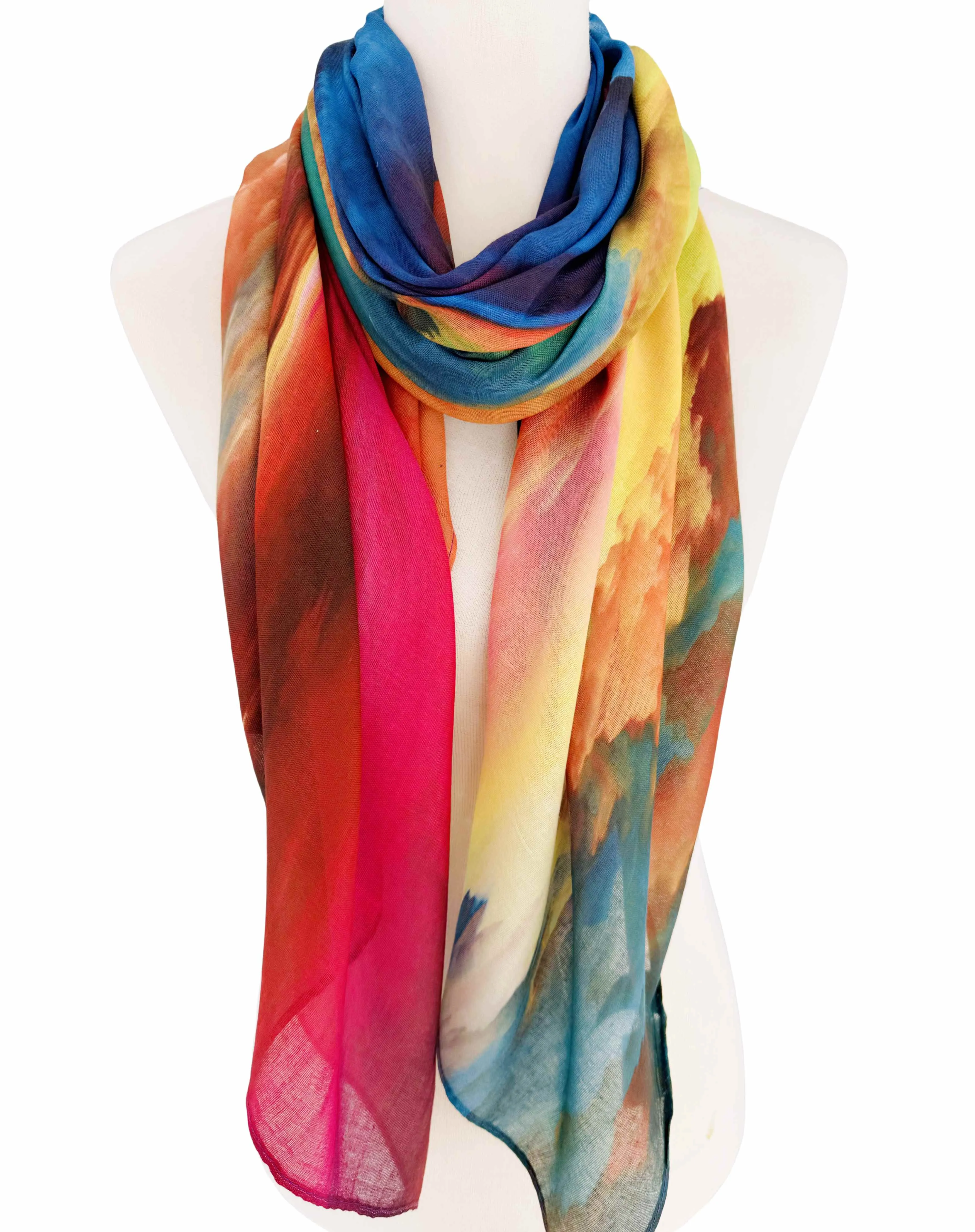 JC022854 Fuchsia-Orange Multicolor Sea of Clouds Scarf