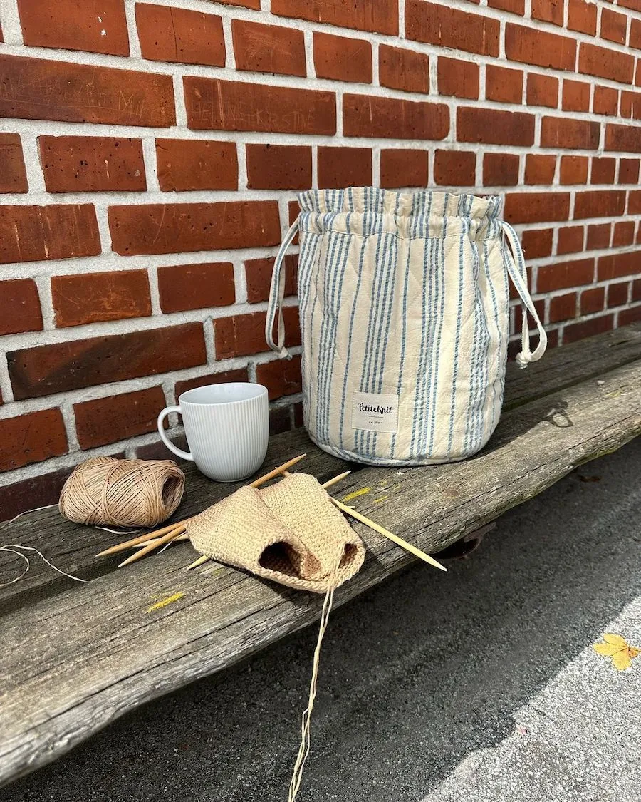 Knitter's Project Bag - Striped Seersucker