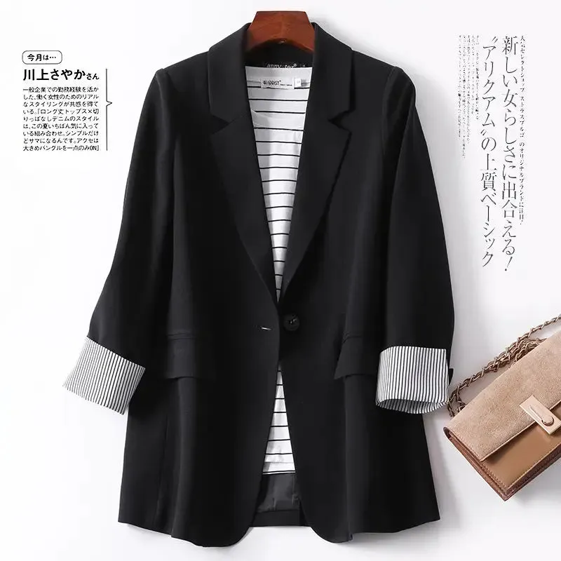 Korean Chic Spring Loose Coats Long Sleeve Single Button