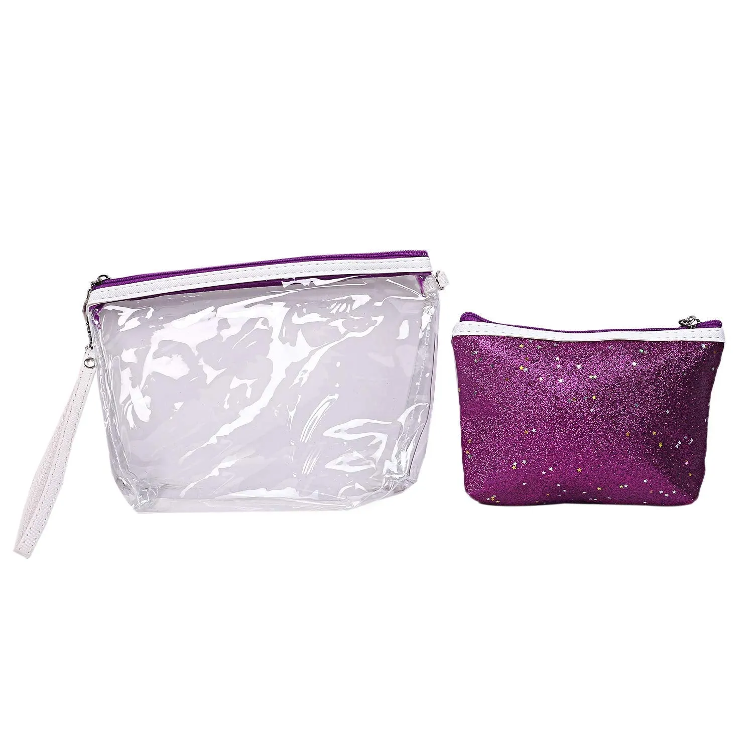 Kuber Industries 2 Piece Waterproof Toiletries Make Up Pouch Organizer Travel Pouch Set, Purple - CTKTC22754