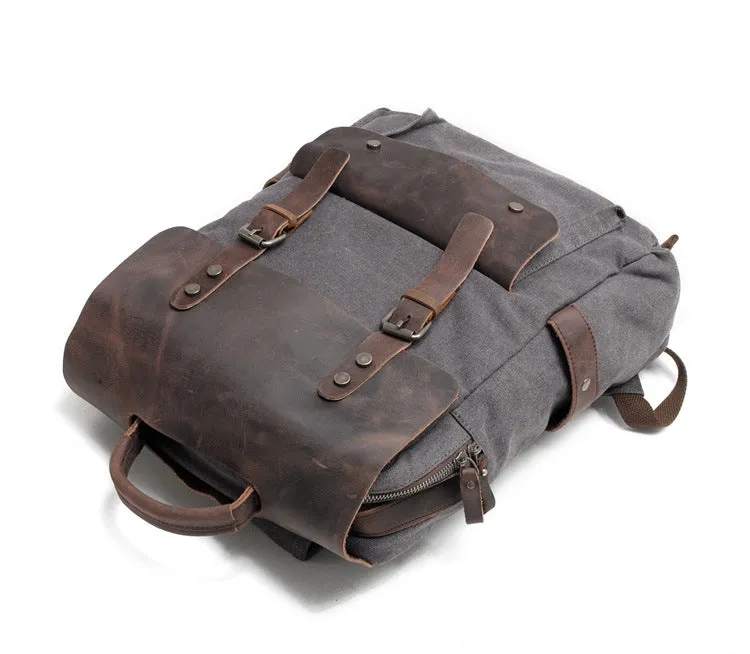 Laptop Canvas Leather Backpack