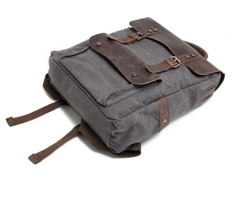 Laptop Canvas Leather Backpack