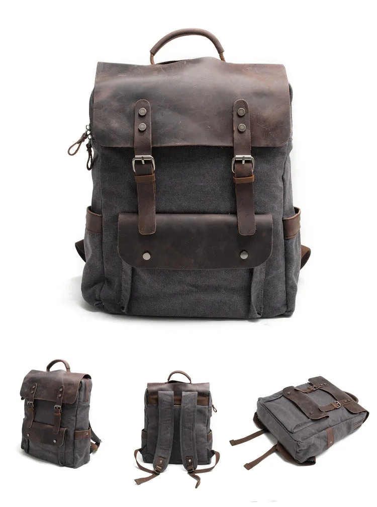 Laptop Canvas Leather Backpack