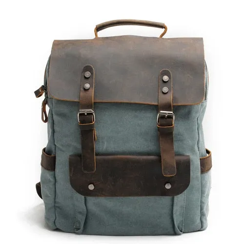 Laptop Canvas Leather Backpack