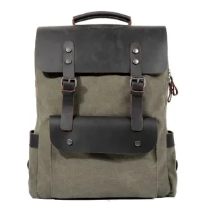 Laptop Canvas Leather Backpack