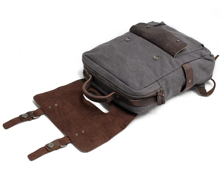 Laptop Canvas Leather Backpack