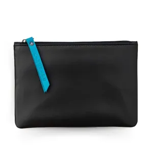 Large Size Leather Zip Pouch - Black