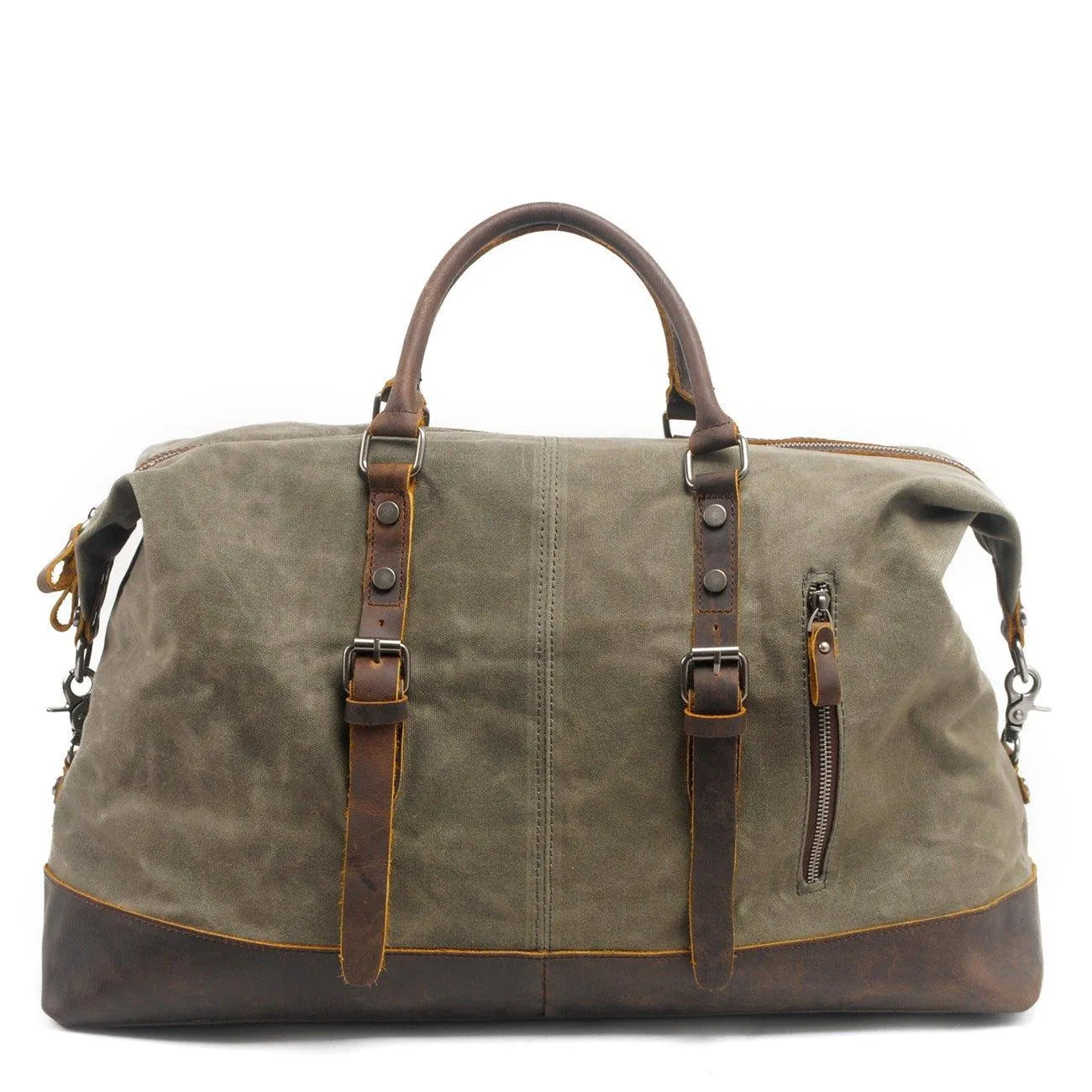 Large Waxed Canvas Weekender Duffle Bag Travel Mens-Dark Grey