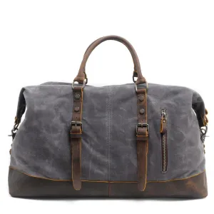 Large Waxed Canvas Weekender Duffle Bag Travel Mens-Dark Grey