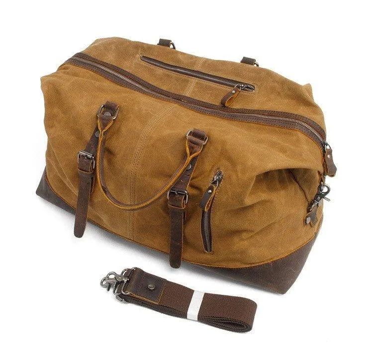 Large Waxed Canvas Weekender Duffle Bag Travel Mens-Dark Grey