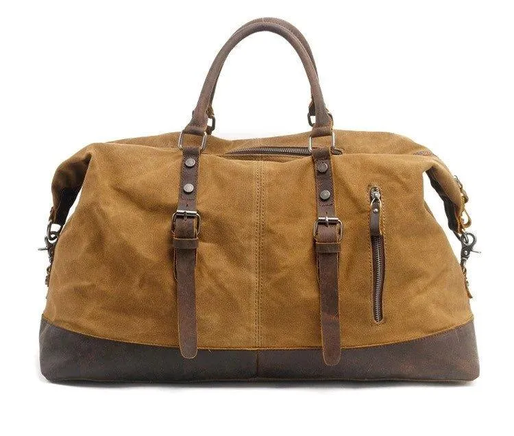 Large Waxed Canvas Weekender Duffle Bag Travel Mens-Dark Grey