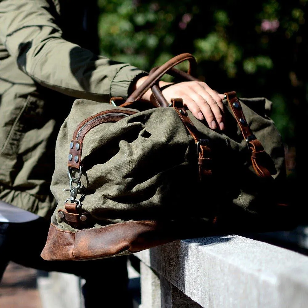 Large Waxed Canvas Weekender Duffle Bag Travel Mens-Dark Grey