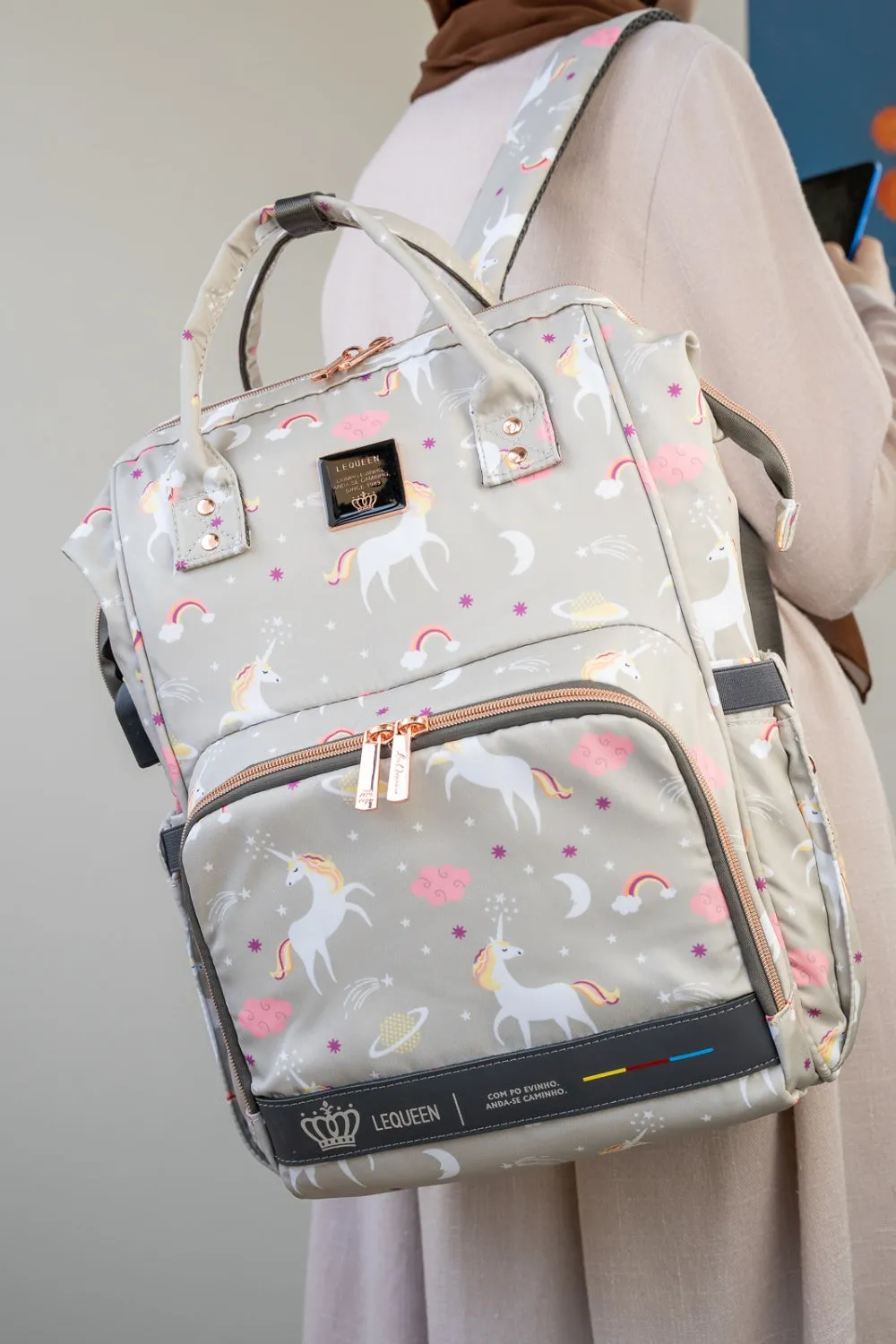 Le Queen Diaper Bag –unicorn Grey – 6th Generation   Bottle Heater