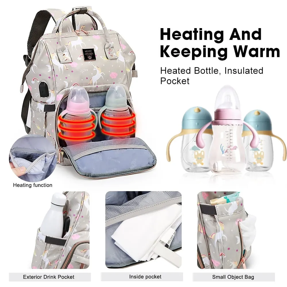 Le Queen Diaper Bag –unicorn Grey – 6th Generation   Bottle Heater