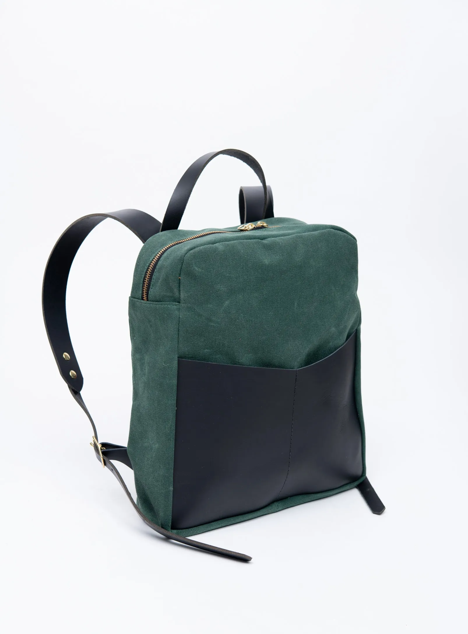 Leather and waxed coton backpack GILFORD model