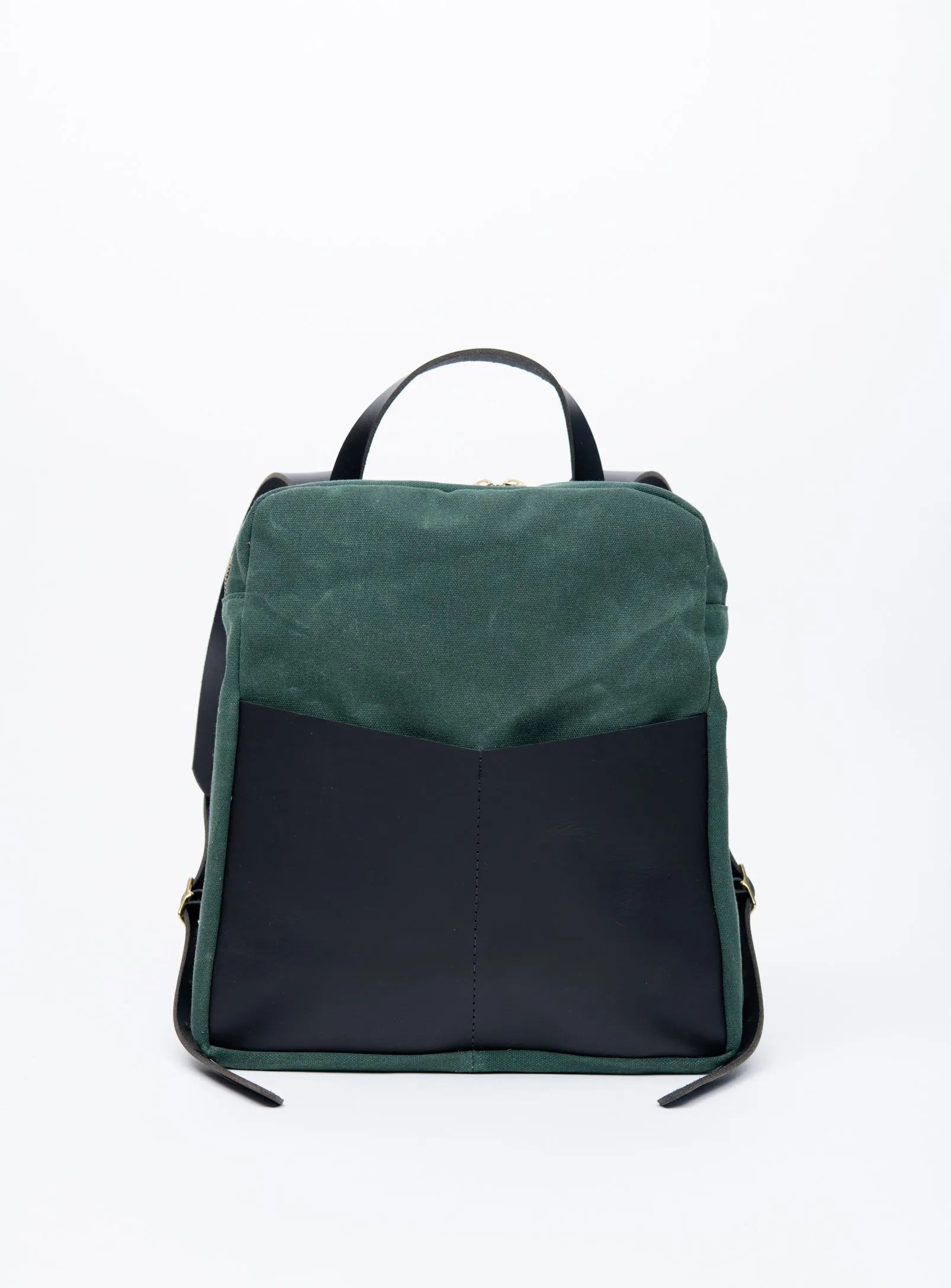 Leather and waxed coton backpack GILFORD model