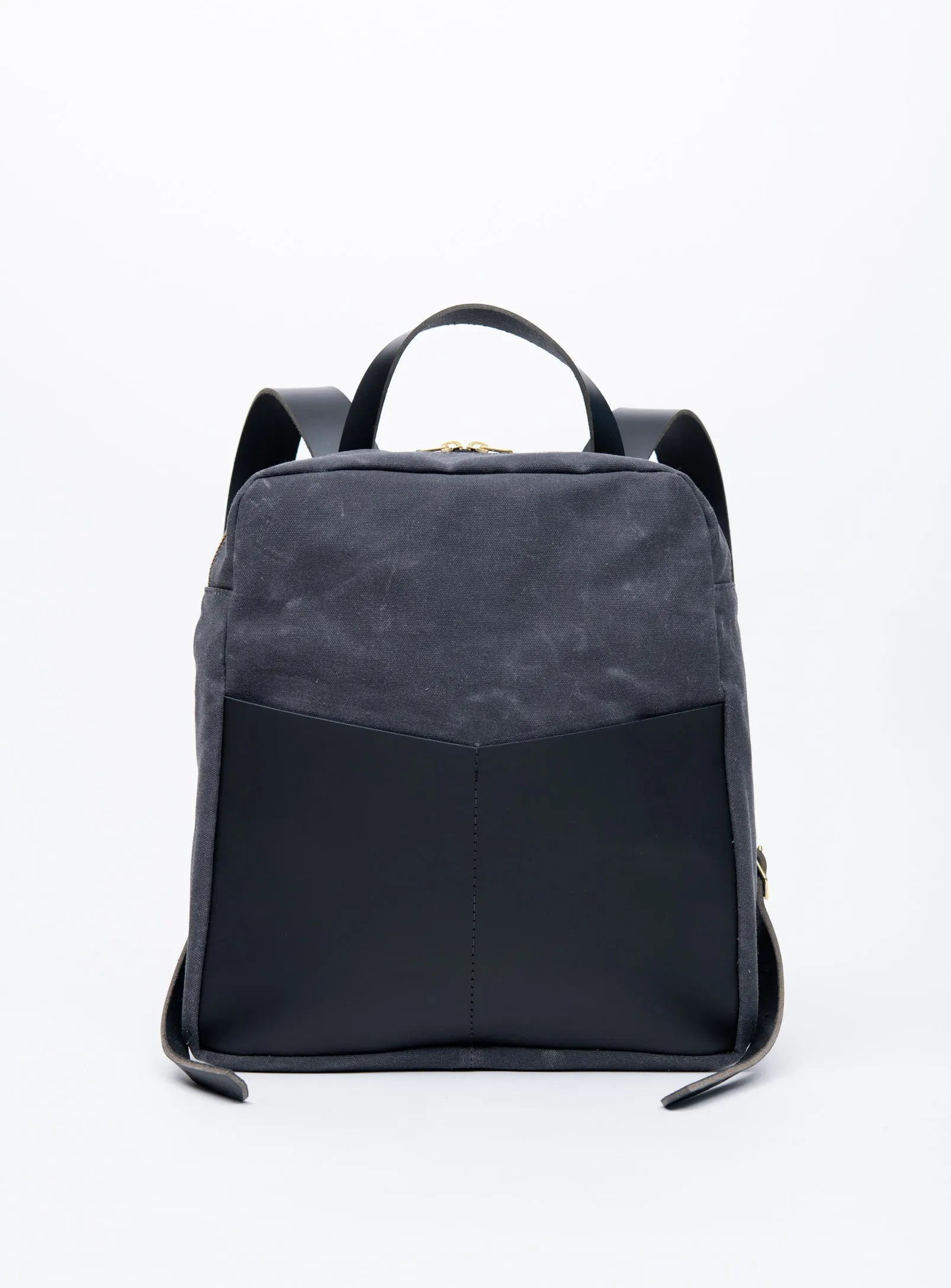 Leather and waxed coton backpack GILFORD model