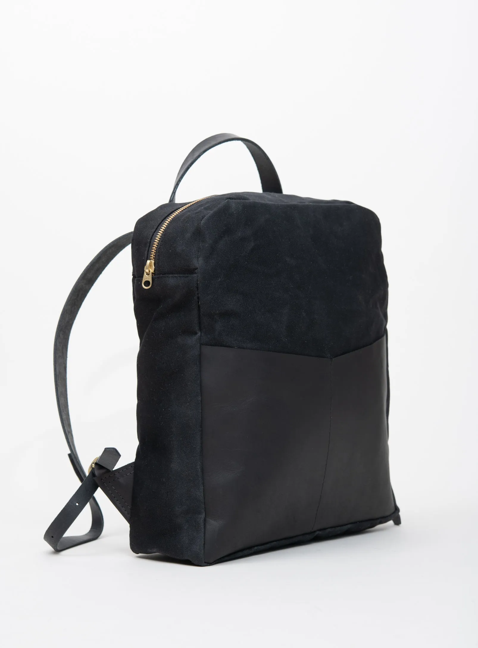 Leather and waxed coton backpack GILFORD model