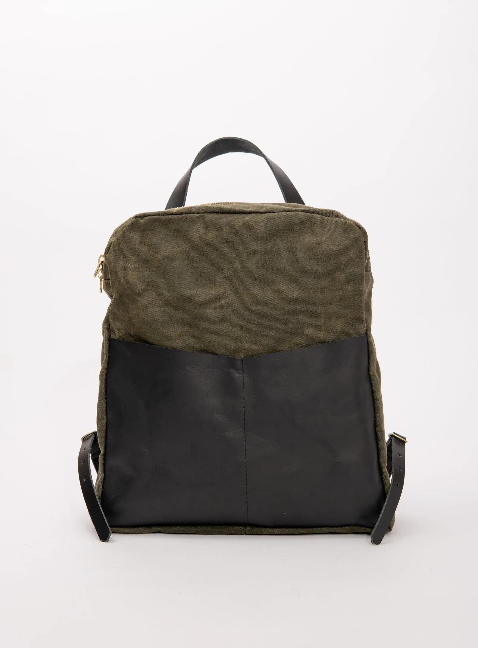 Leather and waxed coton backpack GILFORD model