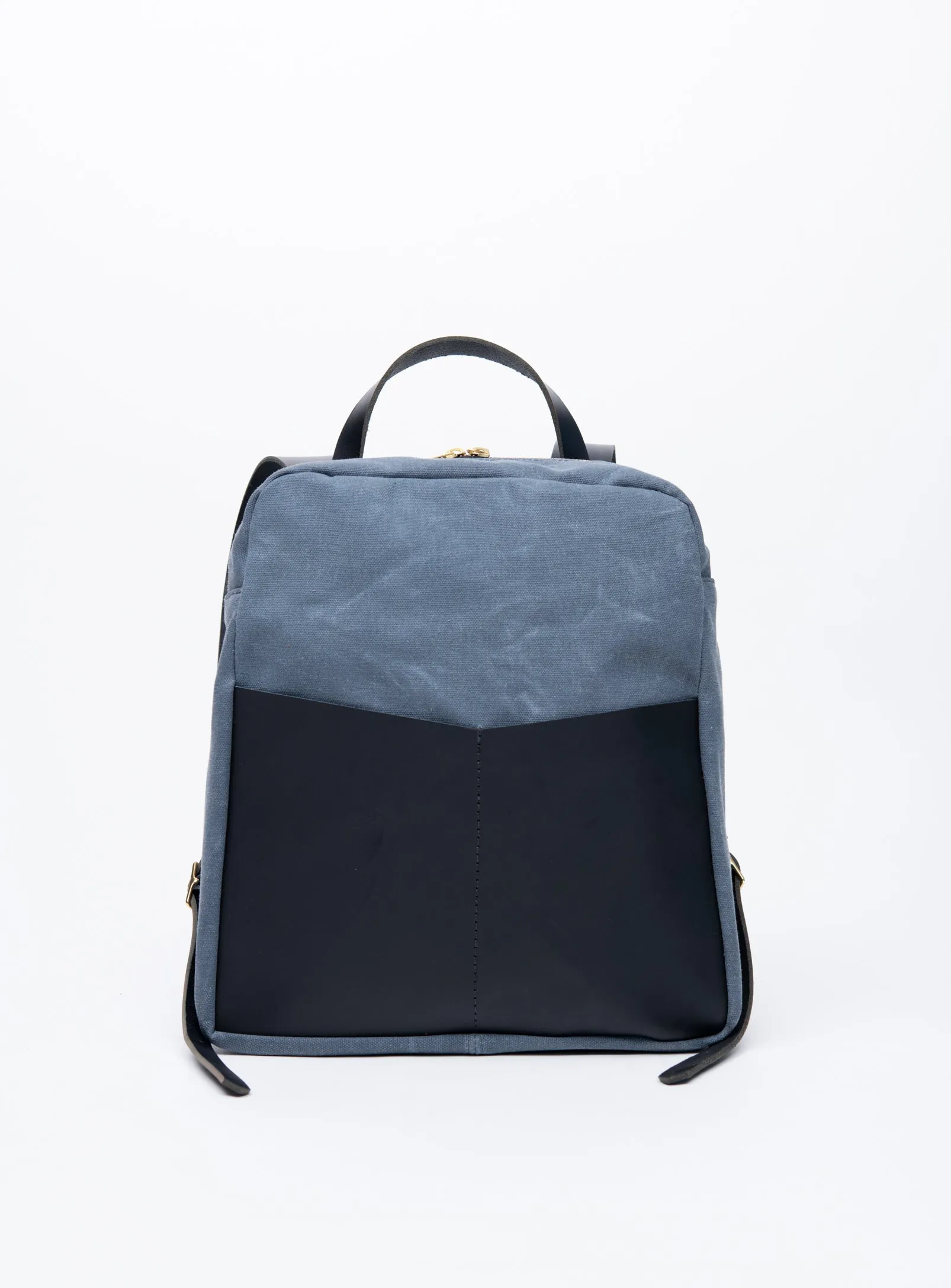 Leather and waxed coton backpack GILFORD model