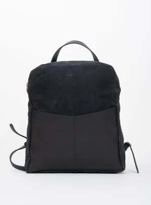 Leather and waxed coton backpack GILFORD model